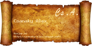 Csanaky Alex névjegykártya